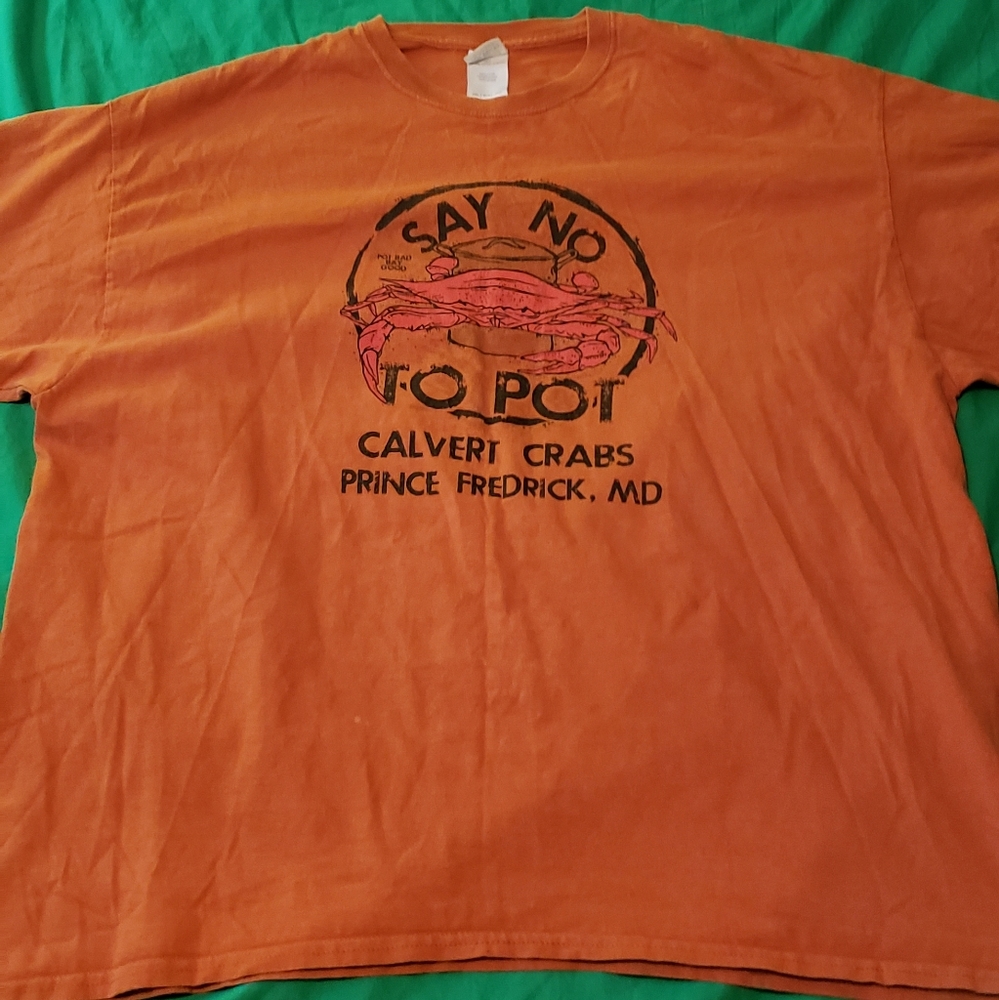 Calvert Crabs So No To Pot Tshirt Size XXL Orange